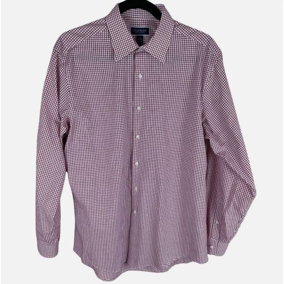 Club Room Regular Fit Mens Red White Check Shirt Small 15 15 1/2 - Picture 1 of 9